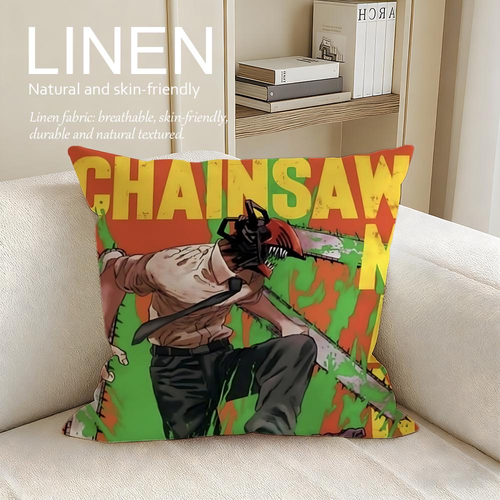 Action Chainsaw Man Cushion Cover Pillowcase Set Pcs x x Breathable Washable Sofa Cushion Cover