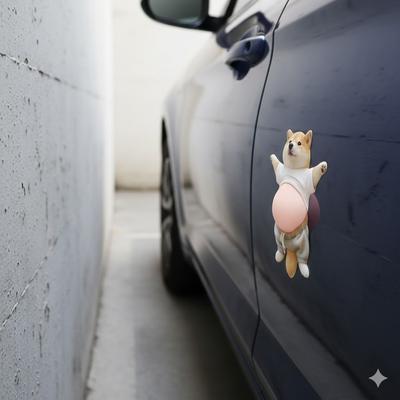 Funny Shiba Inu Car Door Anti-Collision Strips Silicone 3D Butt Protection Stickers Cute Cartoon Decorative Auto Accessories