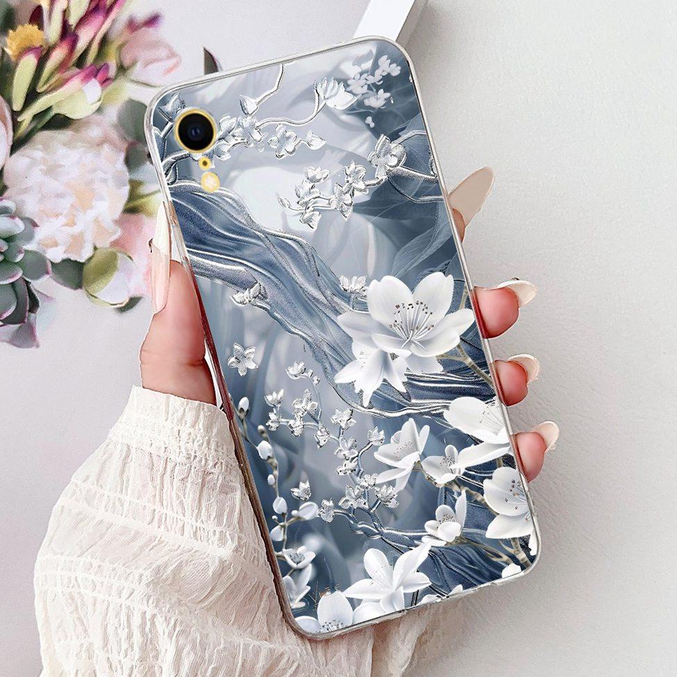Klar Für iPhone XR Hülle Abdeckung Luxus Mode Blumen Süße Katze Lustig Cool Bemalt Weiche Handyhülle A2105 A1984 A2107 A2108 A2106