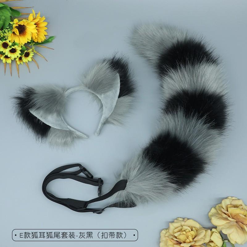 Handmade Fox Ear Headband Tail Set Cosplay Costume Accessories - Soft Plush Animal Ears Kit