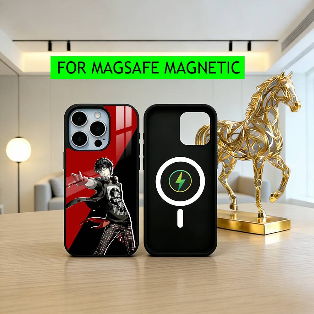 

P-Persona 5 COOL Anime Phone Case For iPhone17,16,15,14,13,12,11 Plus,Pro Magnetic with Magsafe Wireless Charging iPhone15PRO