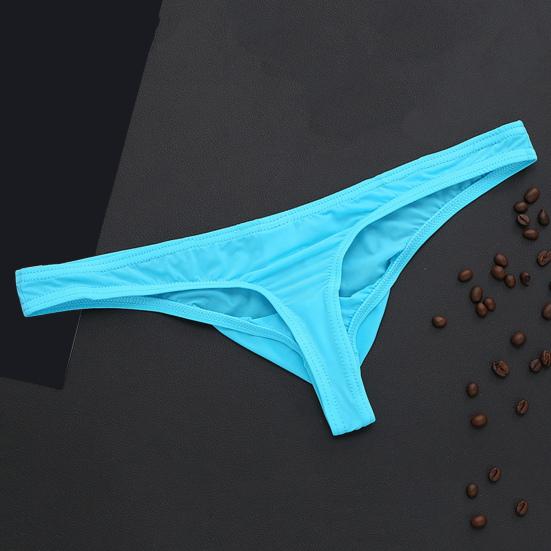Men Sexy Thong Low-rise U-Convex Solid Color Briefs Elastic Waistband Slim Fit Solid