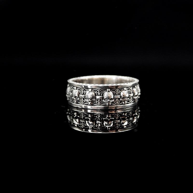 Punk Gothic Skeleton Open Ring Neutral Retro Creative Silver Color Hip Hop Personalized Halloween Party Jewelry Gift