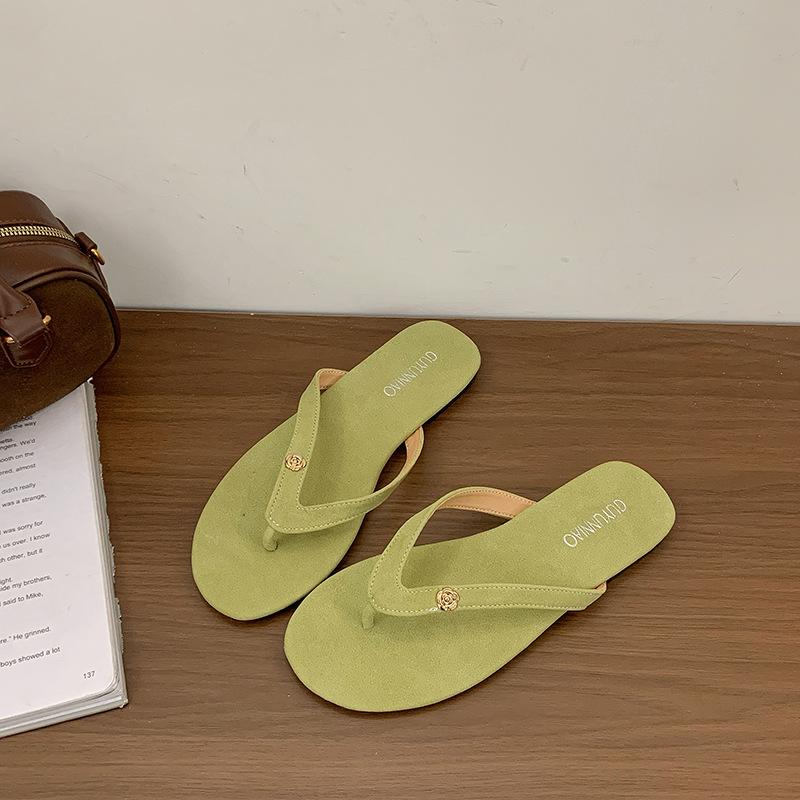 Flat-bottomed small fragrant slippers women's shoes summer wear new toe sandals flip-flops
