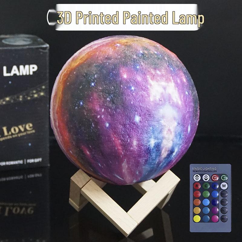 Moon Lamp USB Charging LED Night Light, 7-Color Touch, Creative Bedside Planet Lamp, Perfect Birthday Gift.