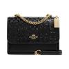 Klare 22 Solid Color Classic Gold Logo Embossed Print Patent Leather and Leather Messenger Bag Armpit Bag Crossbody Shoulder Bag Women's Black