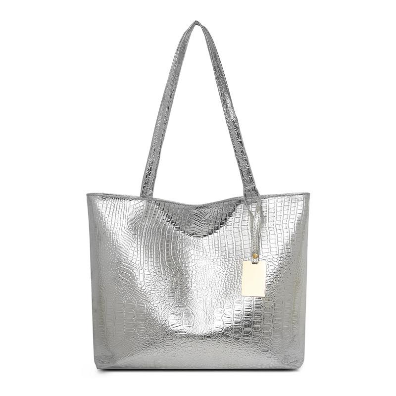 2025 Crocodile-Pattern PU Leather Shoulder Tote Bag - Large Capacity, Women's Fashion Retro Handbag