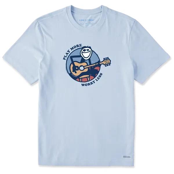 

Men s Play More Worry Less Jake Guitar Short Sleeve Crusher Tee Glacier Blue L