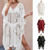 Plus Size Bohemian Shawl Lace Mesh Swimsuit Cover Up Comfortable Sun-Protective Top Women