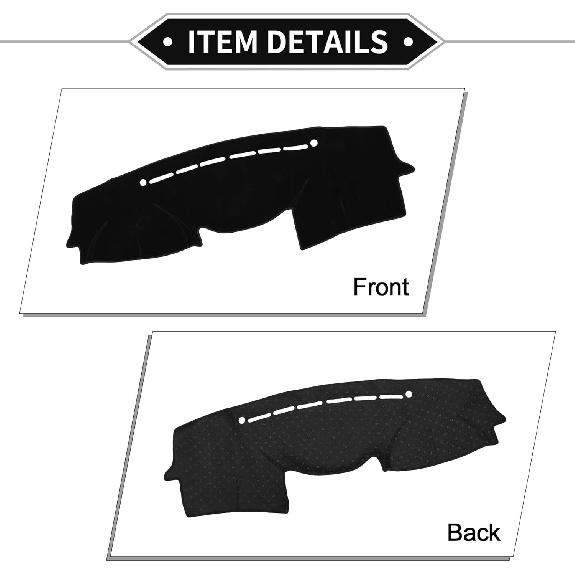 Dash Cover Compatible for Hyundai VeraCruz 2007-2012, Non-Slip Dash Cover Mat Polyester Black Front Dash Cover Mat
