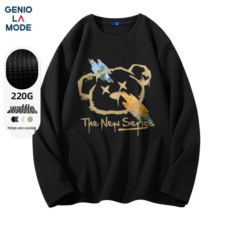 

GENIOLAMODE Men s Waffle Knit Long Sleeve T-Shirt XL