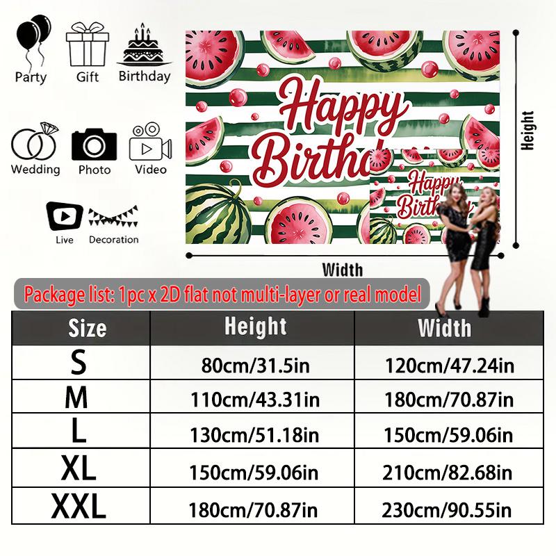 Party Backdrop Flat Watermelon Celebration Photo Booth Front Door Decor