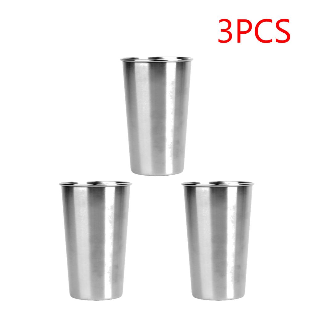 1-5pcs 500ml Stainless Steel Cups Metal Pint Cups Unbreakable Shatterproof Drinking Glasses Stackable Water Cups Tumbler