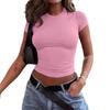 Xiyin Europe and the United States Popular Solid Color Round Neck Basic Short Sleeve Short T-shirt Women