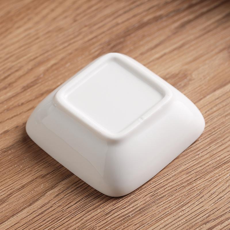 Pure White Square Ceramic Dipping Dish - Small Sauce Dish for BBQ, Hot Pot, Sauces, Flavoring & Seasoning
