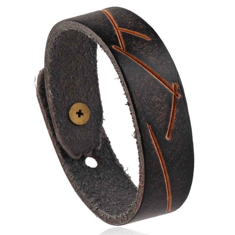 Vintage men s leather bracelet - stylish and versatile european & american punk style bangle