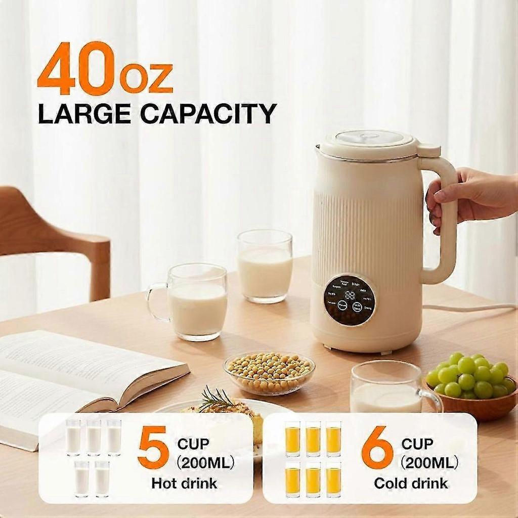 Nut Milk Maker Machine,40oz Soy Milk Maker with Self-Cleaning, Delay Start,Keep Warm,for Juice,Smoothie,Eu Plug