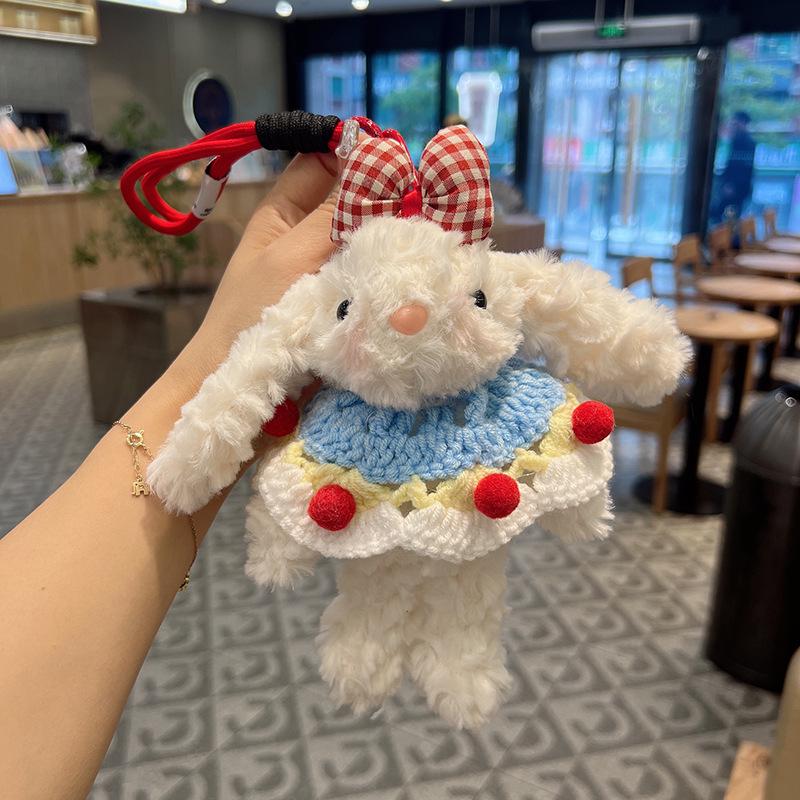 Girlish Heart Lop-Eared Rabbit Plush Pendant: Cute Cartoon Top Hat Keychain & Bag Charm