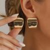 European and American Jewelry Geometric Square Stud Earrings Ring Set Ins Personalized Versatile Earrings Daily Commuting Accessories