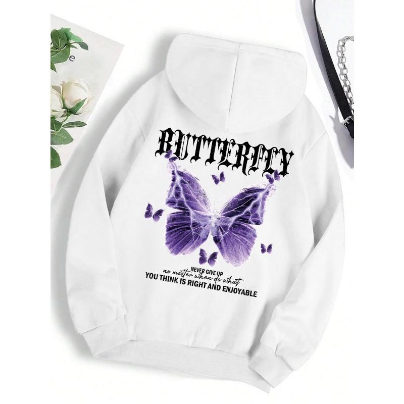 

New Men s Avant-garde Butterfly Print Soft and Comfortable Hoodie Outdoor City High Street Hoodie XL белый