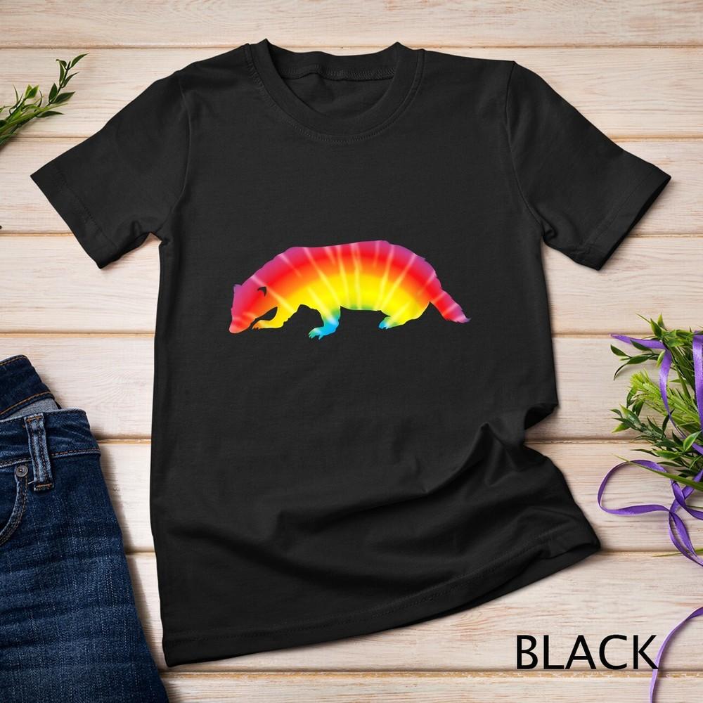 Tie Dye Badger Rainbow Print Skunk Ferret Hippie Peace Gift Unisex T-shirt 2XL