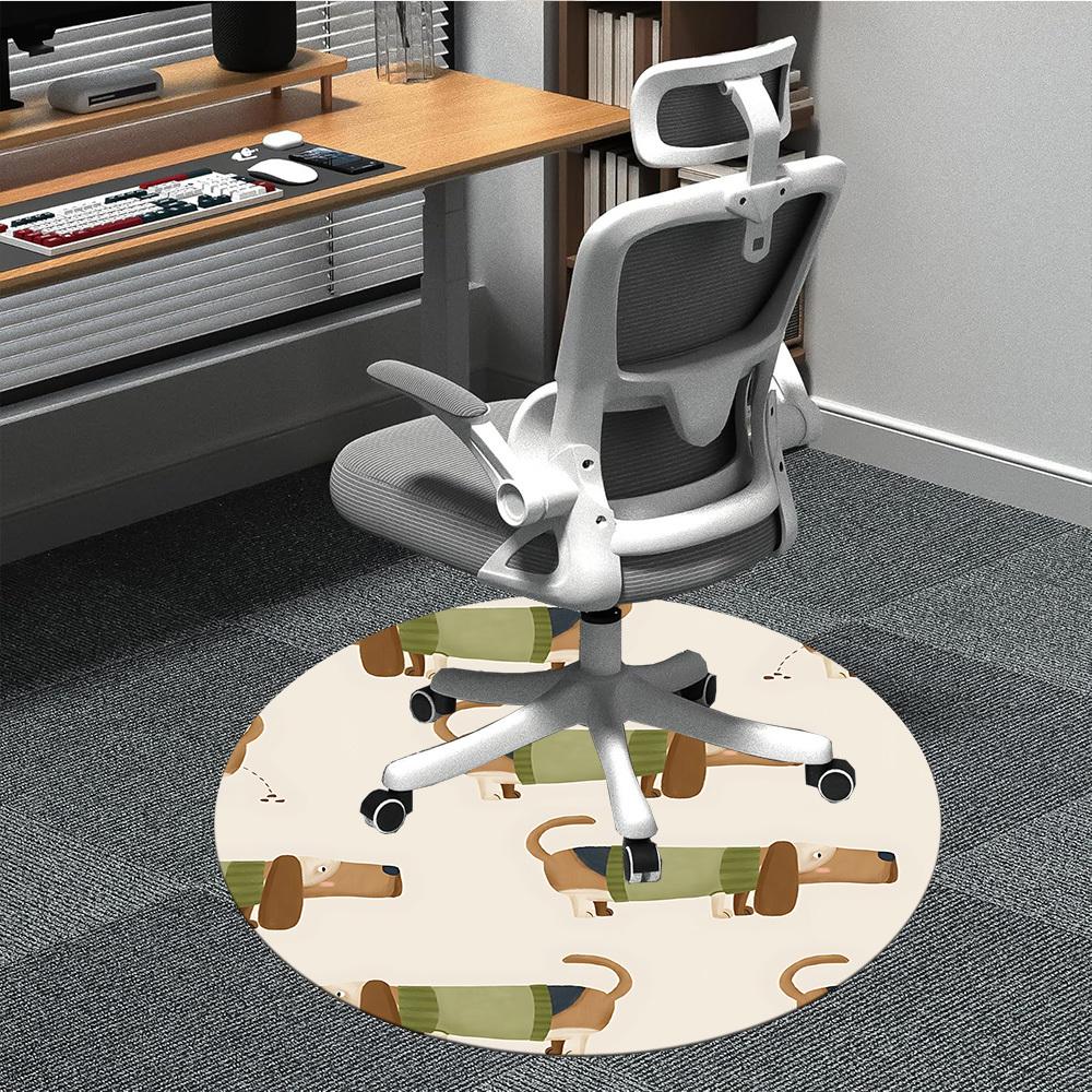 1pc Dachshund Pattern Office Round Rug, Non-slip, Soft and Durable Office Rug for Interior Decoration, Perfect for Office,Decoration yy260204009