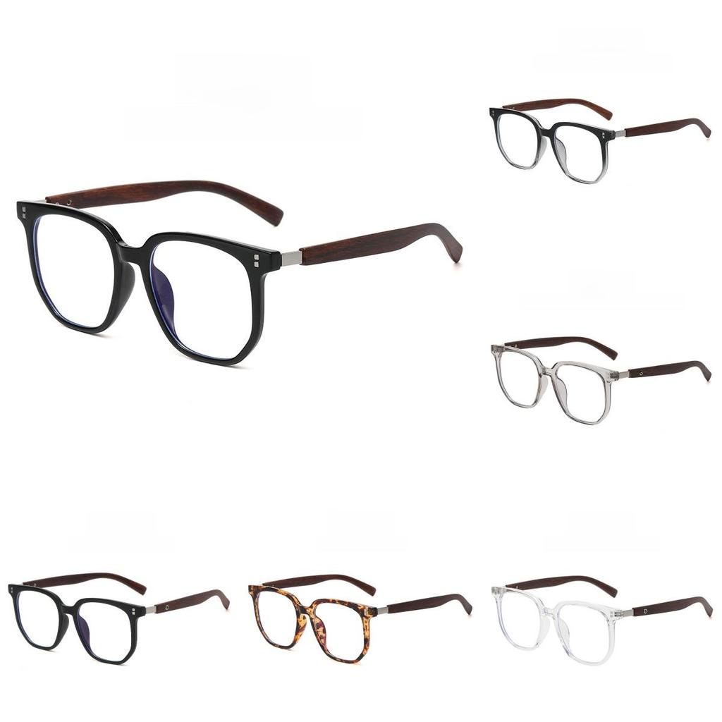 Tr Retro Woodgrain Blue Light Blocking Glasses With Clear Frame For Stylish Office Wear