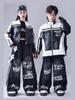 Neujahr Kinder Hip Hop Tanz Outfit - Amerikanische Trendige Lederjacke & Performance Set