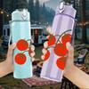 1PC Cluster Red Tomato Fruit Print 750ml Color Plastic Sports Water Bottle Leakproof Flip Straw Lid For Sports Office Home Use