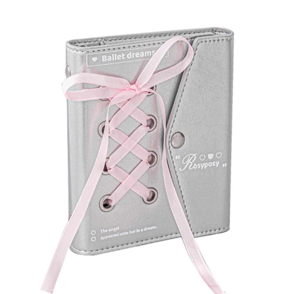 Heart Bow Pocket Book PU Leahter Ribbon Notebook Creative Balletcore Book  Office