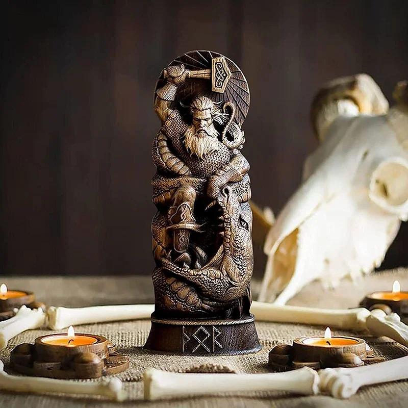 Socha bohů vikingů Skandinávský panteon Pryskyřice Ornamenty Socha Freyja Freya Norští bohové Řezba Oltář Pohan Asatru
