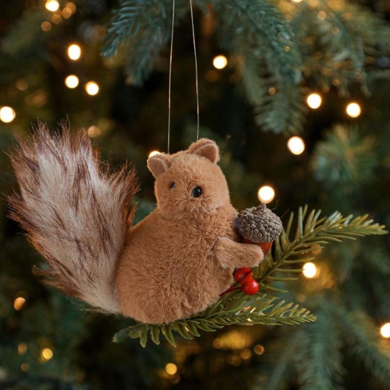 Cartoon Squirrel Hanging Decoration With Pinecone Accent Holiday Decoration For Christmas Gifts