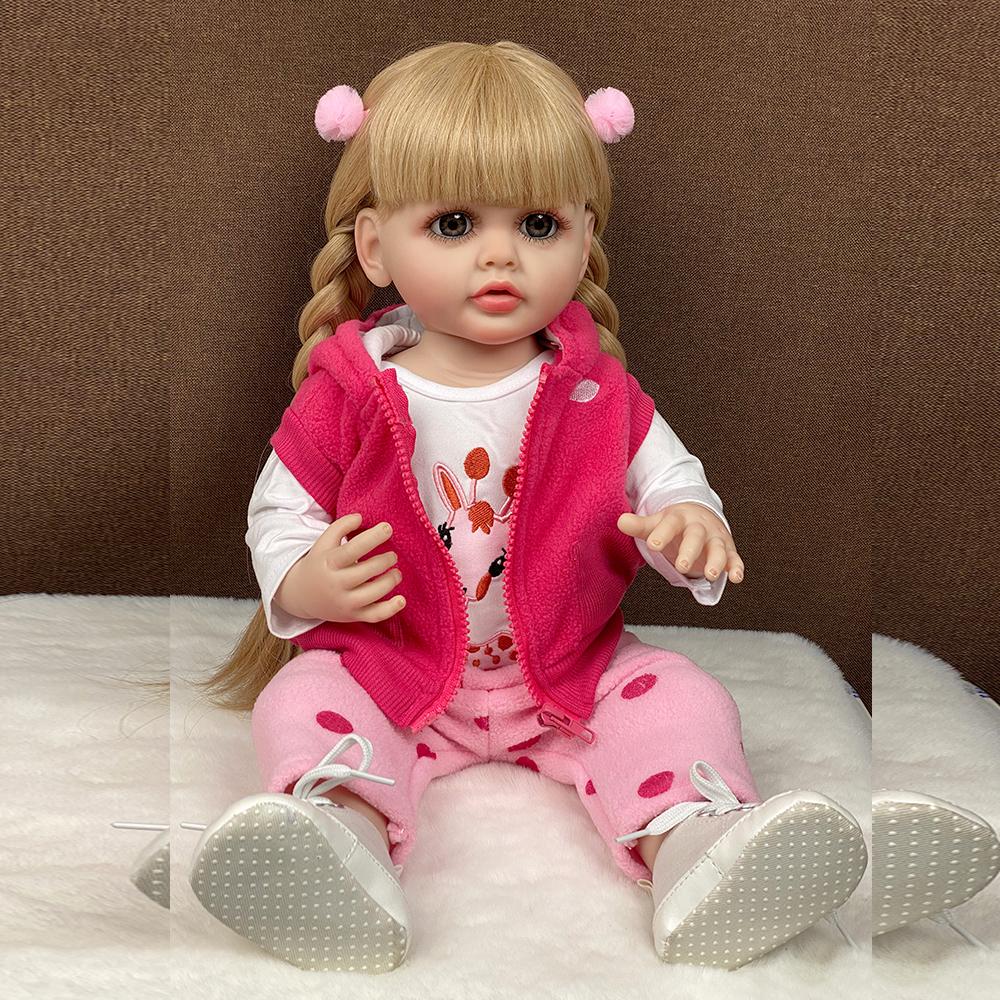 55 CM 22-calowe lalki Reborn Realistyczne pełne silikonowe lalki Bebe Vinyl Noworodek Dziewczynka Lalka Księżniczka Zabawka dla Malucha Prezent
