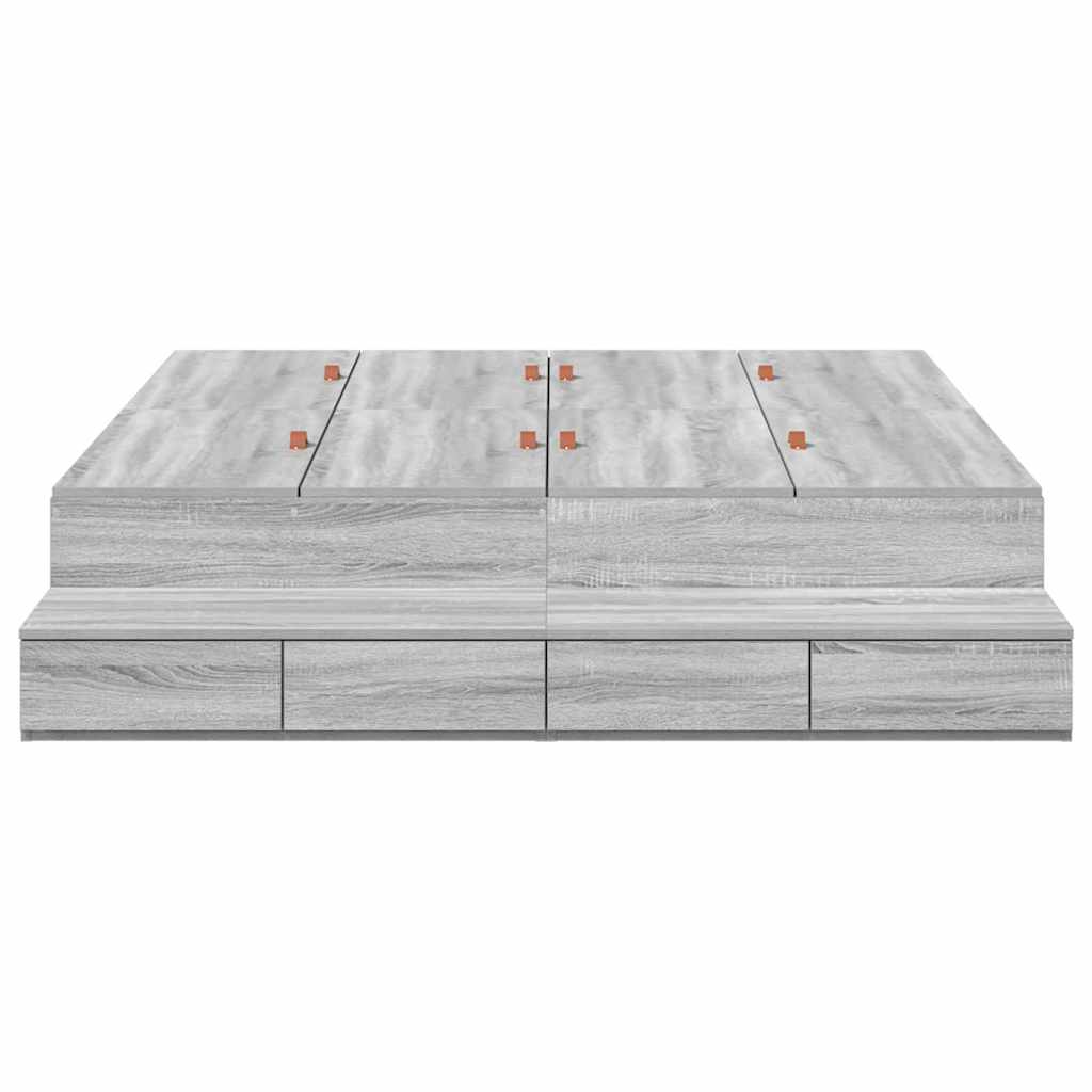 Storage Bed Frame Grey Sonoma 150 cm Particleboard