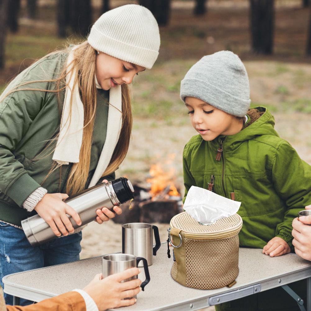 Portable Outdoor Camping Tissue Case with Hook Roll Paper Storage Bag Toilet Paper Storage Box for Picnic Hiking Camping