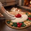 Easy Clean Decorative Rug Christmas Area Rug Plush Seasonal Bedside Gingerbread Man Tree Cute Stocking Shape Non-Slip for Bedroom Living