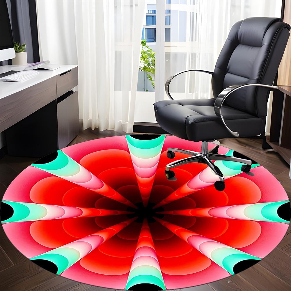 1pc Kaleidoscope Pattern Carpet, Round Non Slip Durable Large Size Office Carpet, Suitable for Office