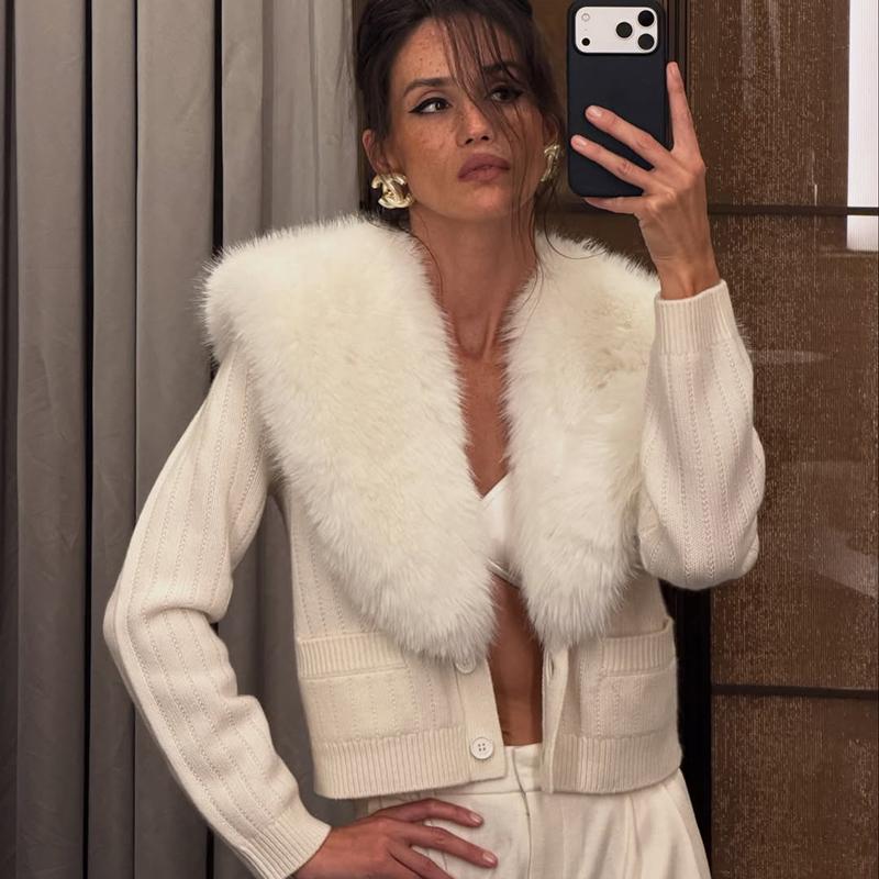 Knit Fluffy Cardigan Sweater Women 2026 Spring Knitted Long Sleeve V-Neck jacket Coat Female Elegant Knitwear Cardigan Sweater Coats