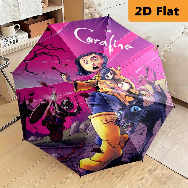 1pc Coraline umbrella Portable 8-rib structure suitable for all seasons, home, travel, outdoor umbrella