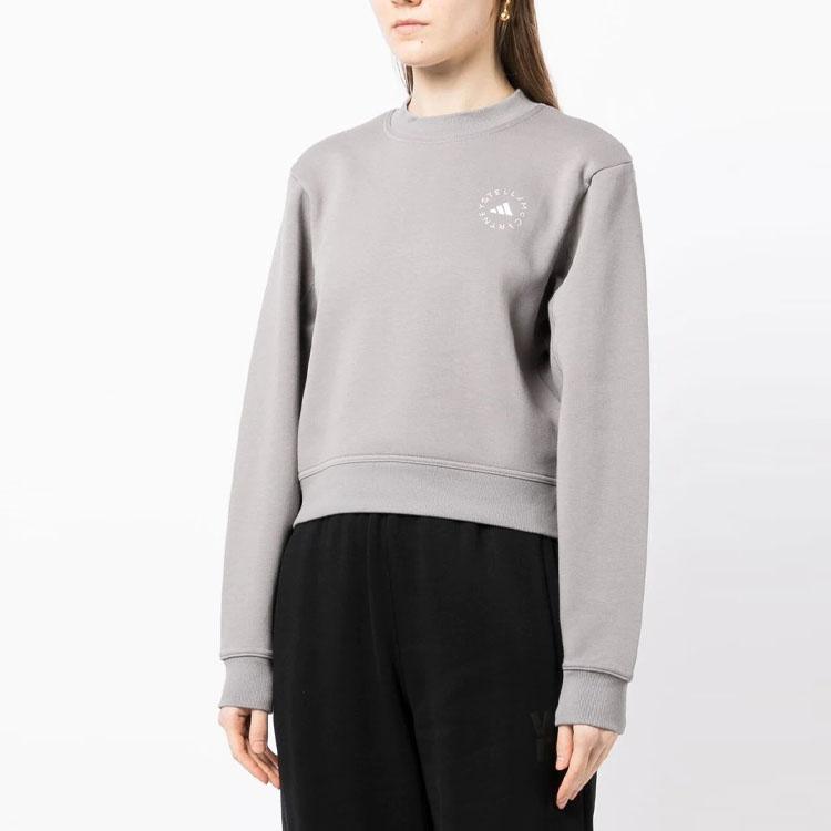 Adidas X Stella McCartney Logo Print Crew Neck Sweatshirt Women Tops Grey HR2528