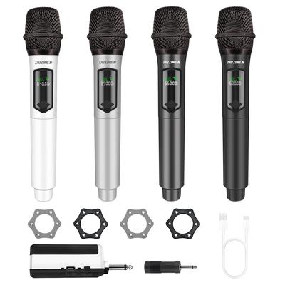 Micrófono Inalámbrico TALOMEN 4 Micrófonos de Mano para Karaoke de Frecuencia Fija 160 pies Micrófono de Bobina Móvil con para y Sistema de Fiestas, Micrófonos, Receptor de 6,35 mm,
