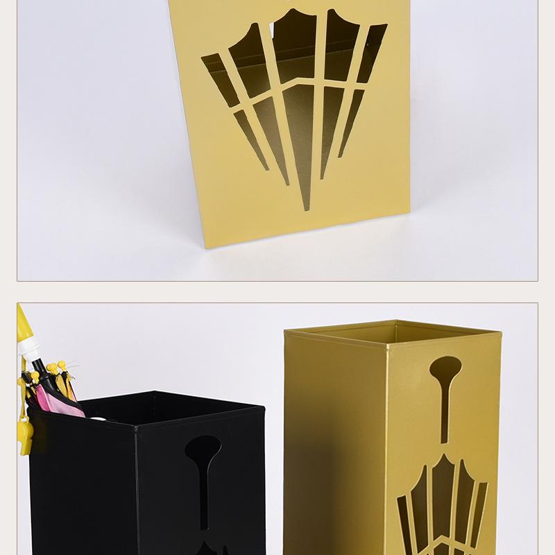 Wrought Iron Square Umbrella Stand for Heavy Rain - Ideal for Home & Hotel Lobby Use.