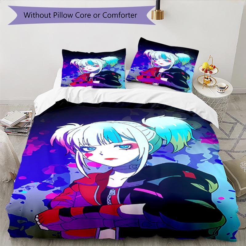 3pcs Harley Quinn Bedding Set Duvet Cover Closure Includes 1 Duvet Cover & 2 Pillowcases, Soft and Comfortable for All Seasons.