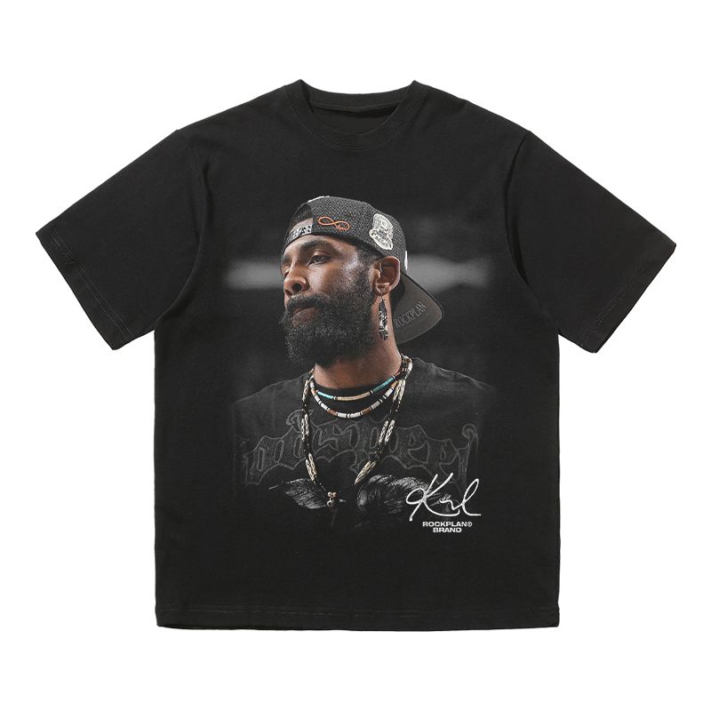 Owen Side Face Big Avatar Printing Short-sleeved T-shirt American Star Summer Heavy Cotton Student Man Oversized T Shirt