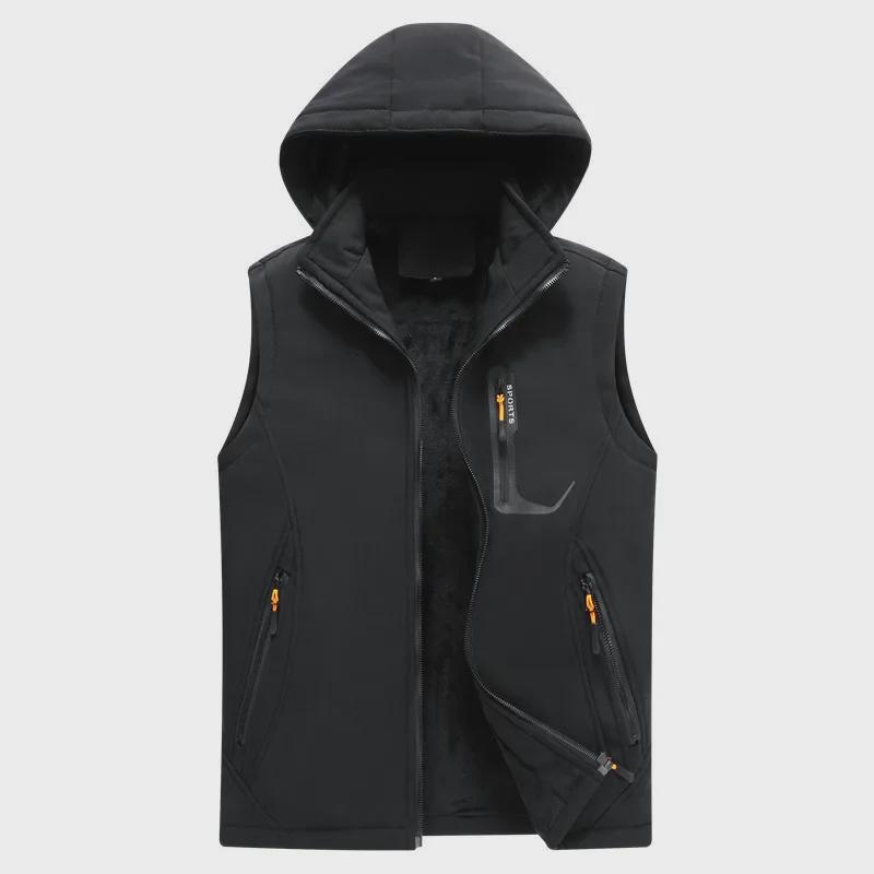 Men's Trendy Slim Hooded Vest: Outdoor Autumn/Winter Plus Velvet Thickened Waistcoat for Warmth