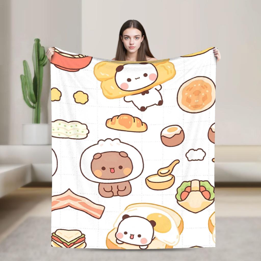 Bubu and Dudu Xmas Panda Couple Merry Christmas Soft Warm Blanket  Airplane Plush Bedding Throw Flannel Bedspread Sofa Bed Cover