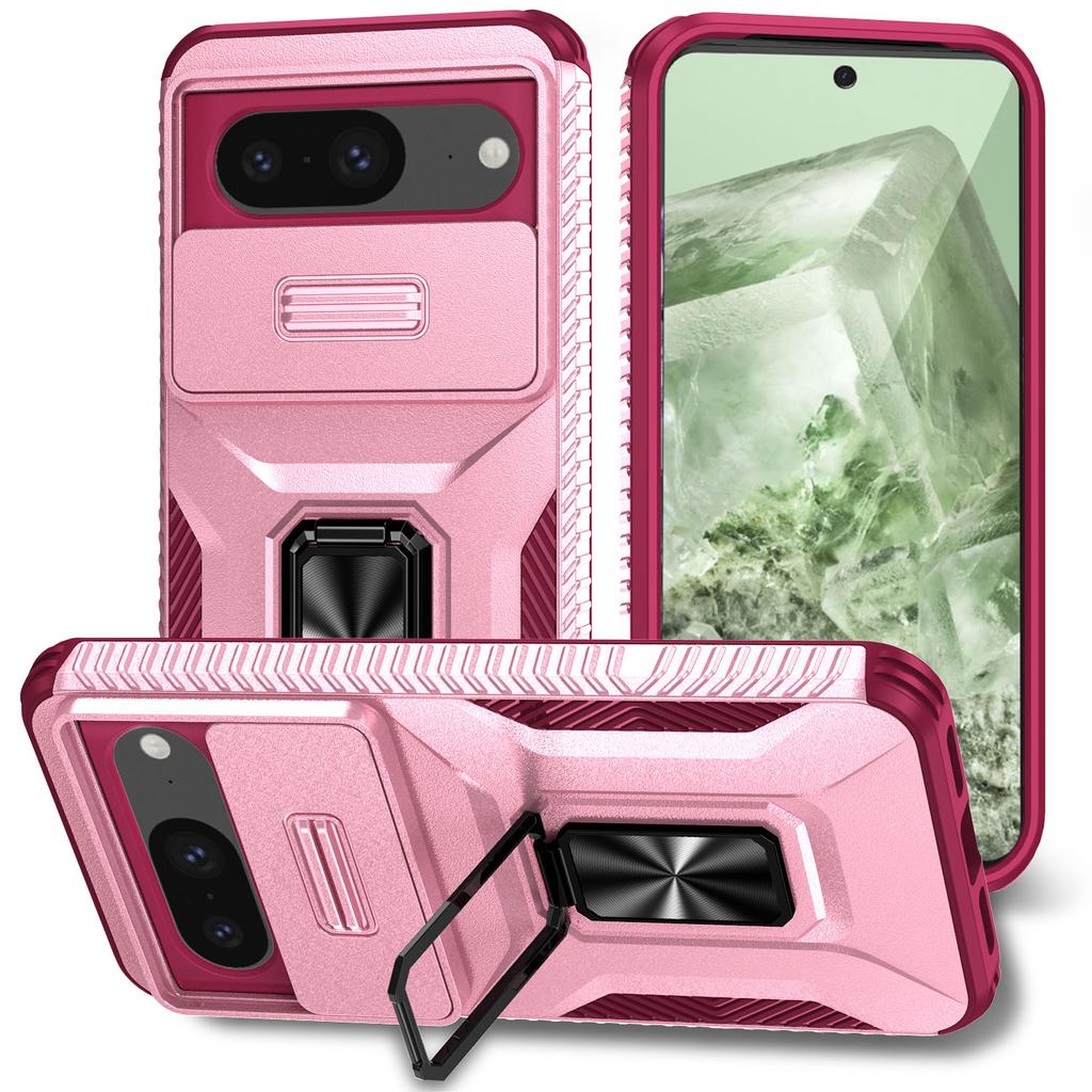 For Google Pixel 8 Case Camshield Kickstand TPU+PC Anti-Slip Phone Cover