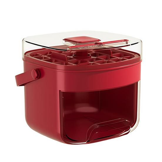 

2-in-1 Press-Release Ice Cube Tray with Storage Bin 48-Cavity Double-Layer Ice Maker for Freezer BPA-Free Ice Storage Container for Home Camping Party червоний