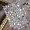 2Pcs Nail Art Stickers, Metallic Heart Design Nail Stickers for DIY Nail Art, Mini Stickers, Self-Adhesive Silver Heart Decals, 9 * 7 cm Size