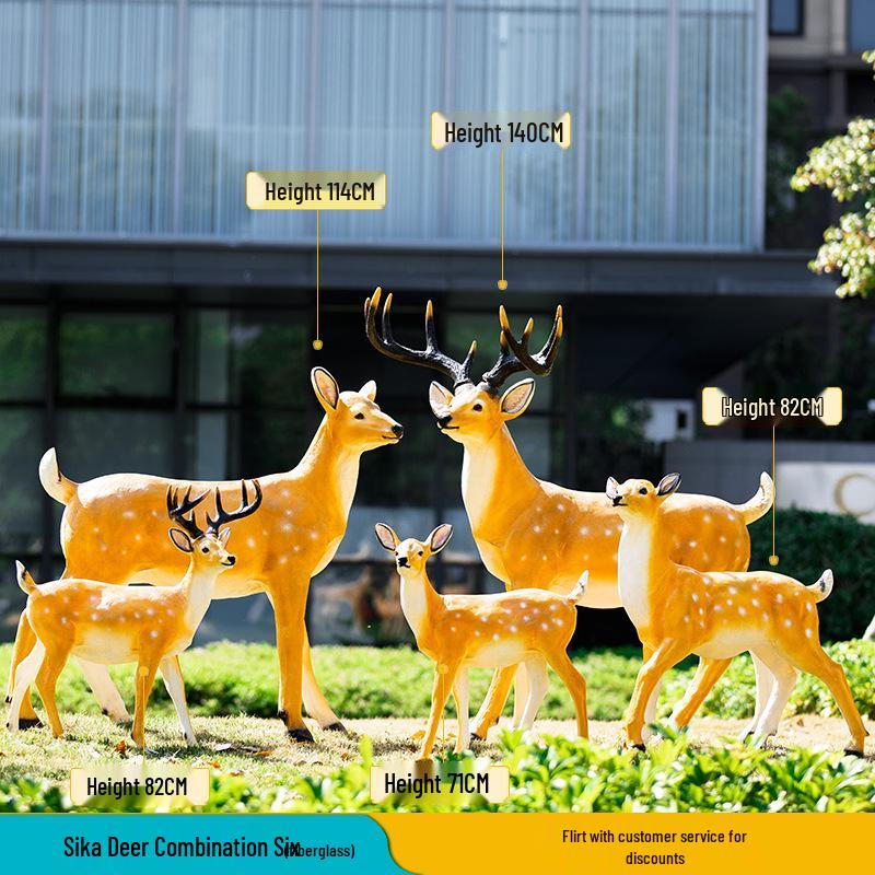 Luminous Fiberglass Sika Deer Sculpture for Garden Lawn Decoration